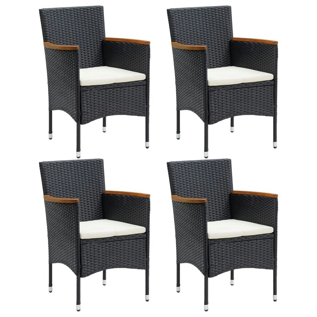 Garden Dining Chairs 4 pcs Poly Rattan Black 310566