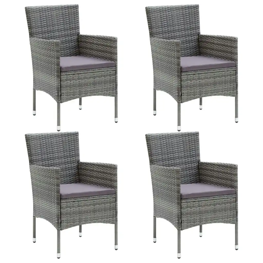 Garden Dining Chairs 4 pcs Poly Rattan Grey 310563