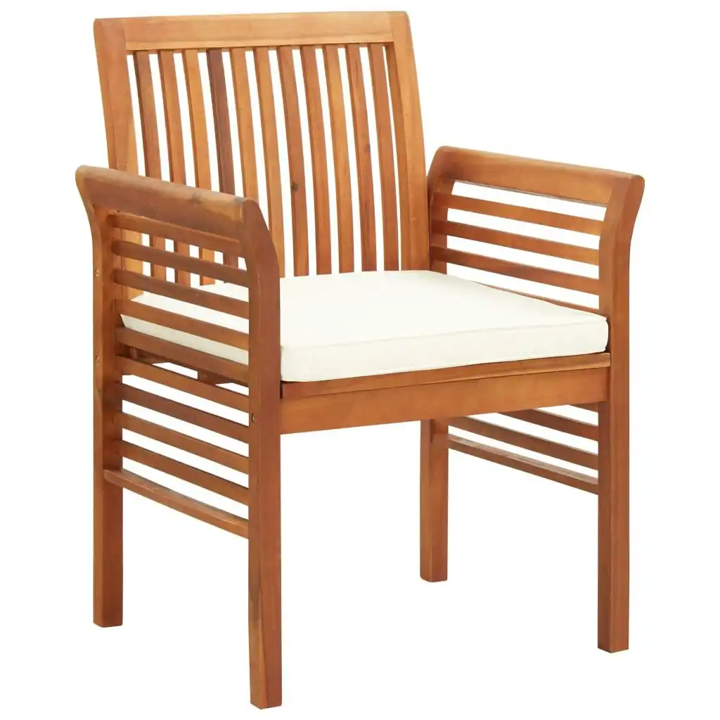 Garden Dining Chairs with Cushions 4 pcs Solid Wood Acacia 3120450