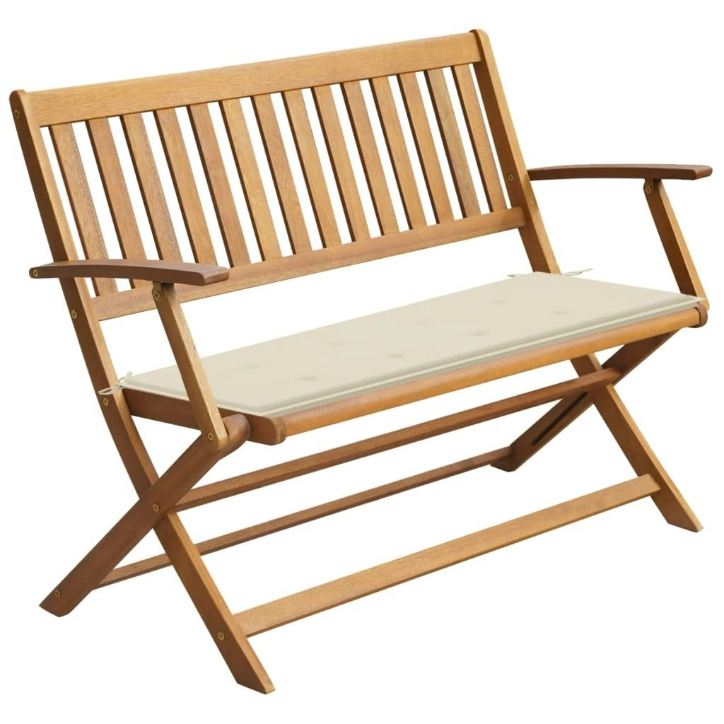 Garden Bench with Cushion 120 cm Solid Acacia Wood 3064241