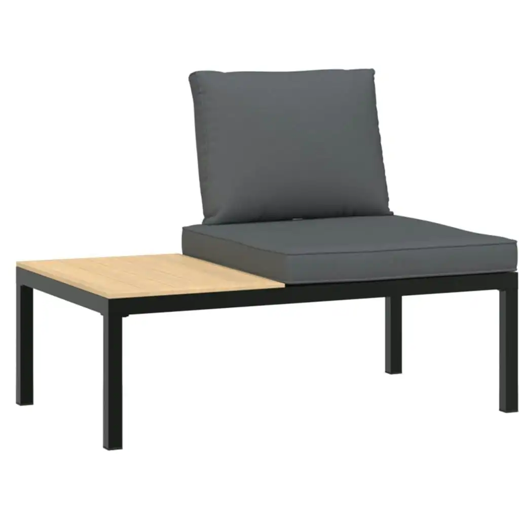 Garden Bench with Cushions Black Aluminium 4008571