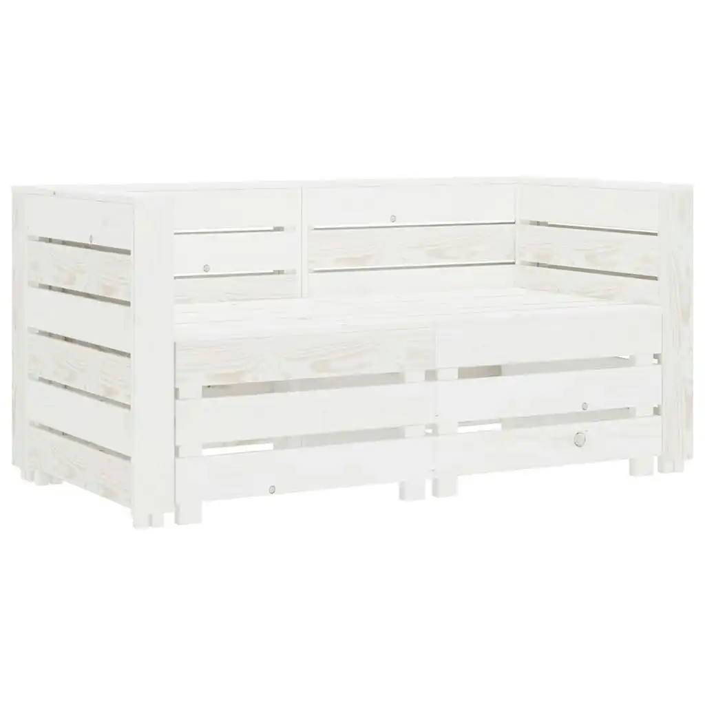 Garden 2-Seater Pallet Sofa Solid Pinewood White 3081758