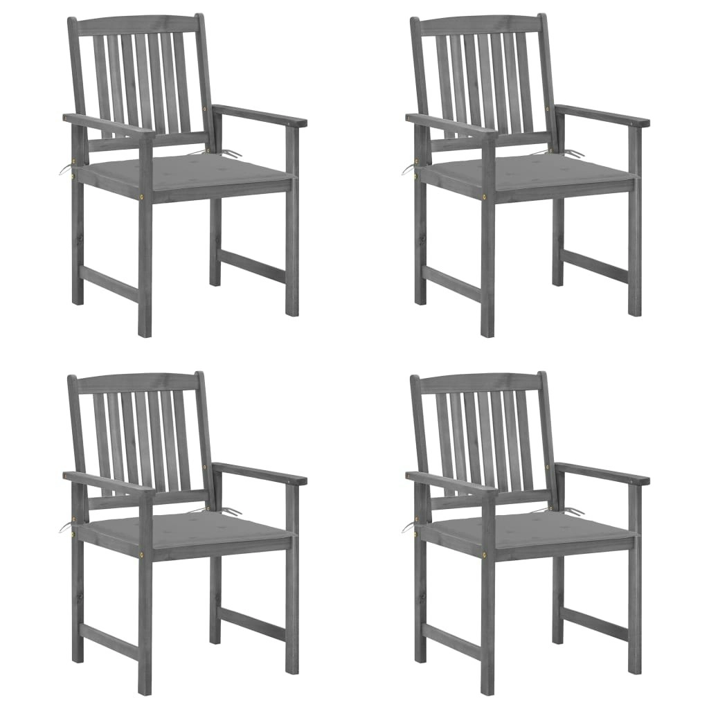 Garden Chairs with Cushions 4 pcs Grey Solid Acacia Wood 3061224