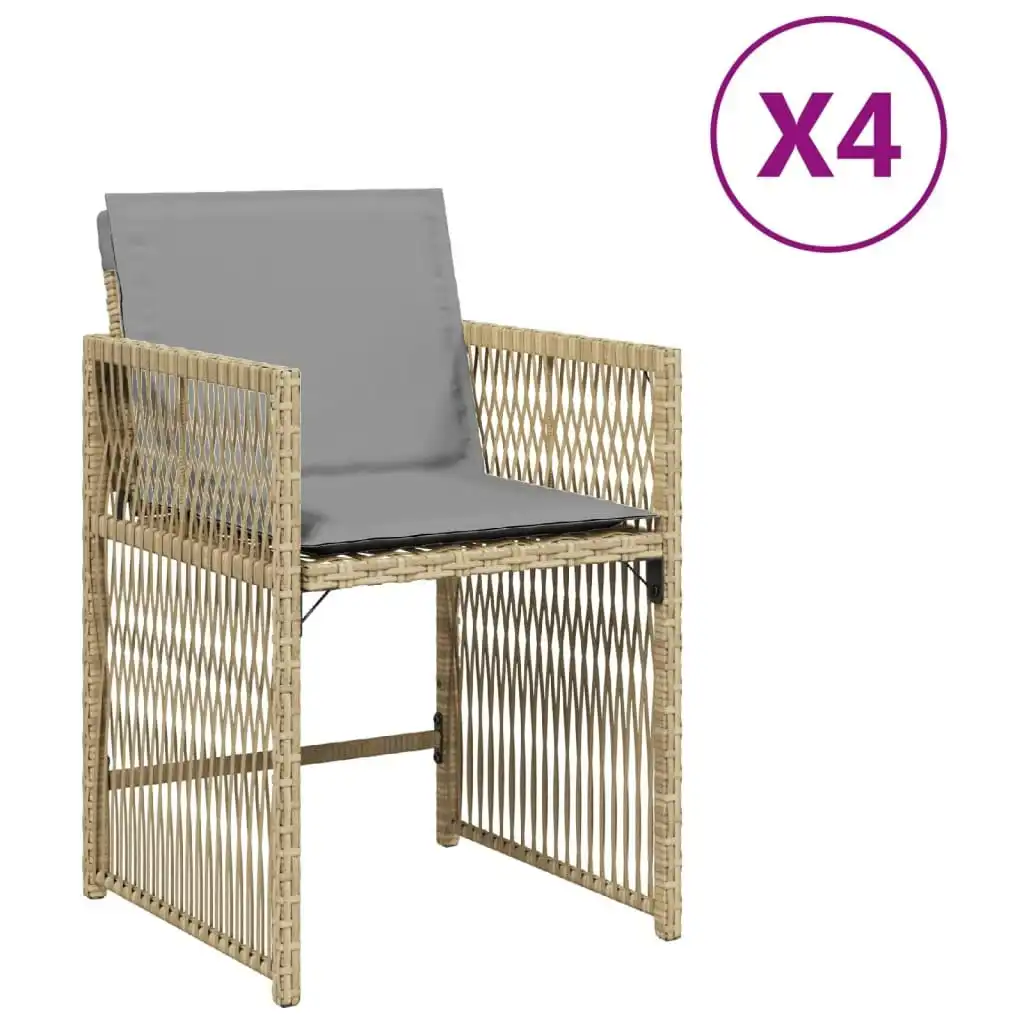 Garden Chairs with Cushions 4 pcs Mix Beige Poly Rattan 365040