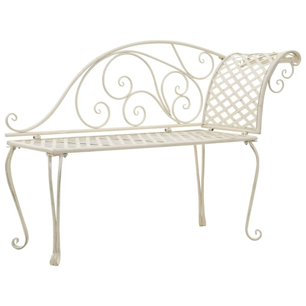 Garden Chaise Lounge 128 cm Metal Antique White 45431