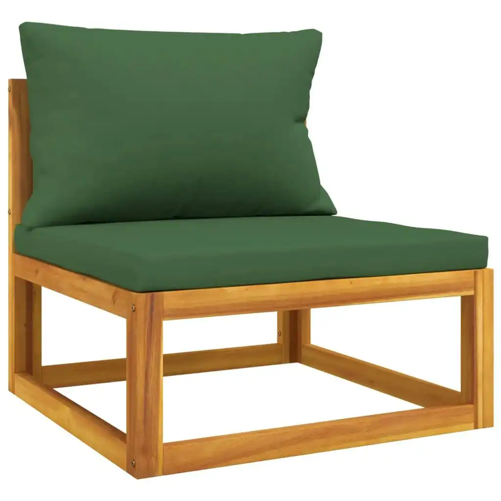 Garden Middle Sofa with Green Cushions Solid Wood Acacia 360021