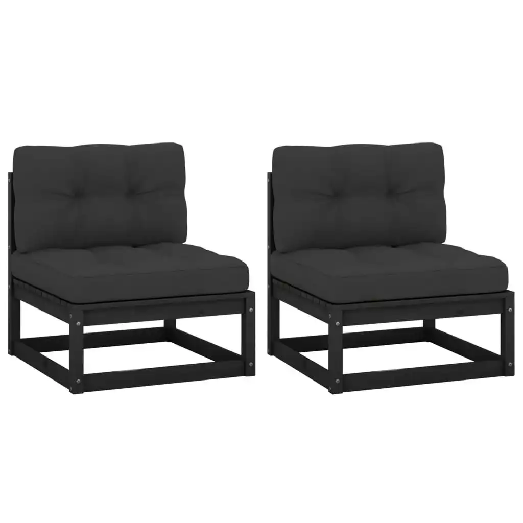 Garden Middle Sofas with Anthracite Cushions 2 pcs Solid Pinewood 805739