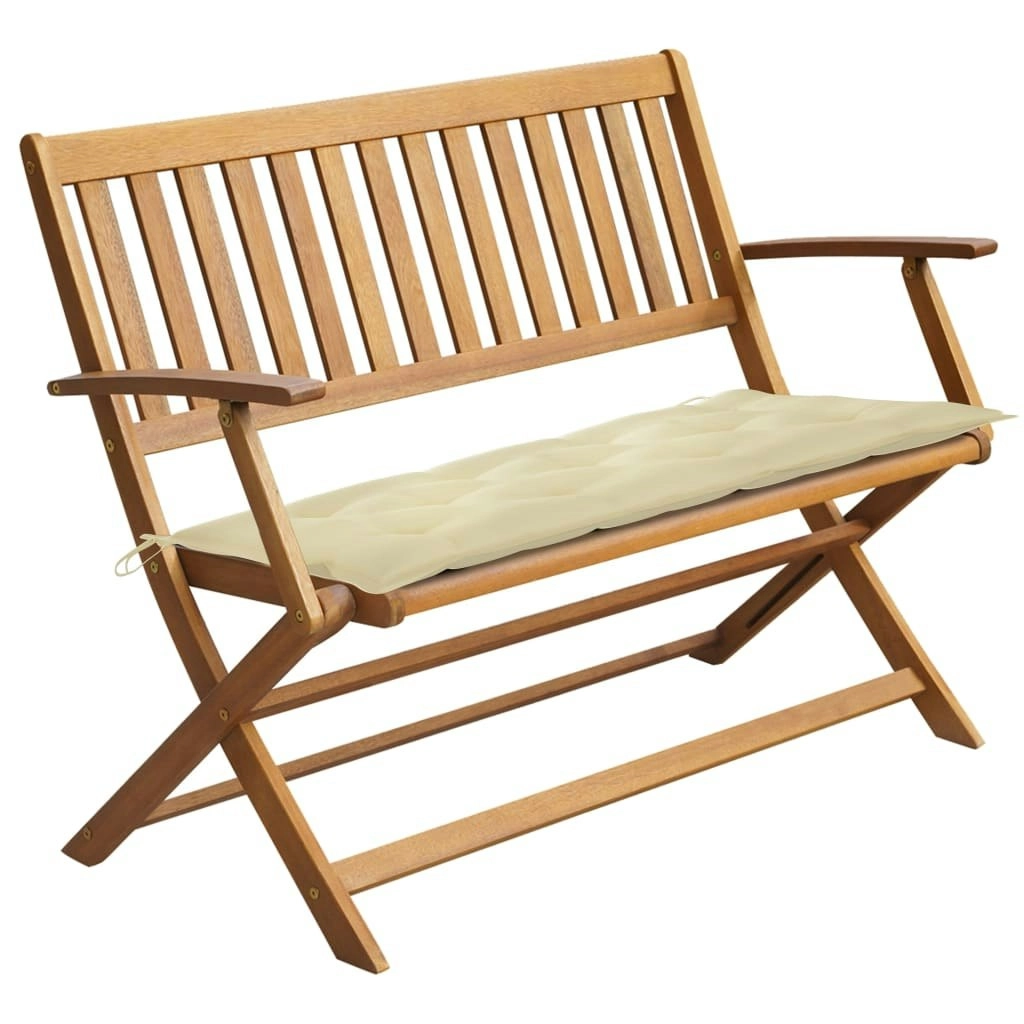 Garden Bench with Cushion 120 cm Solid Acacia Wood 3064256