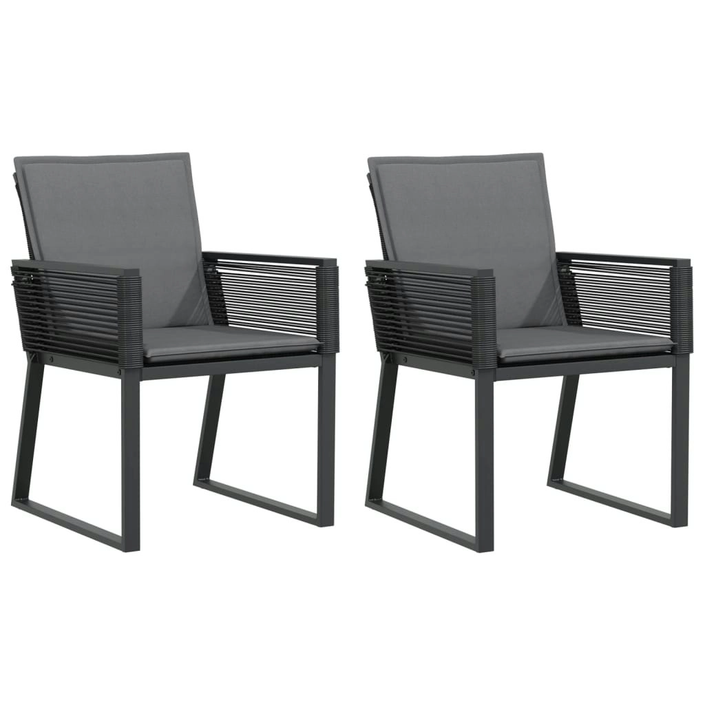 Garden Chairs with Cushions 2 pcs Black Poly Rattan 4008115