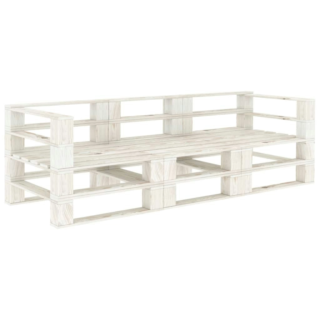 Garden Pallet Sofa White 3-Seater Wood 3072253