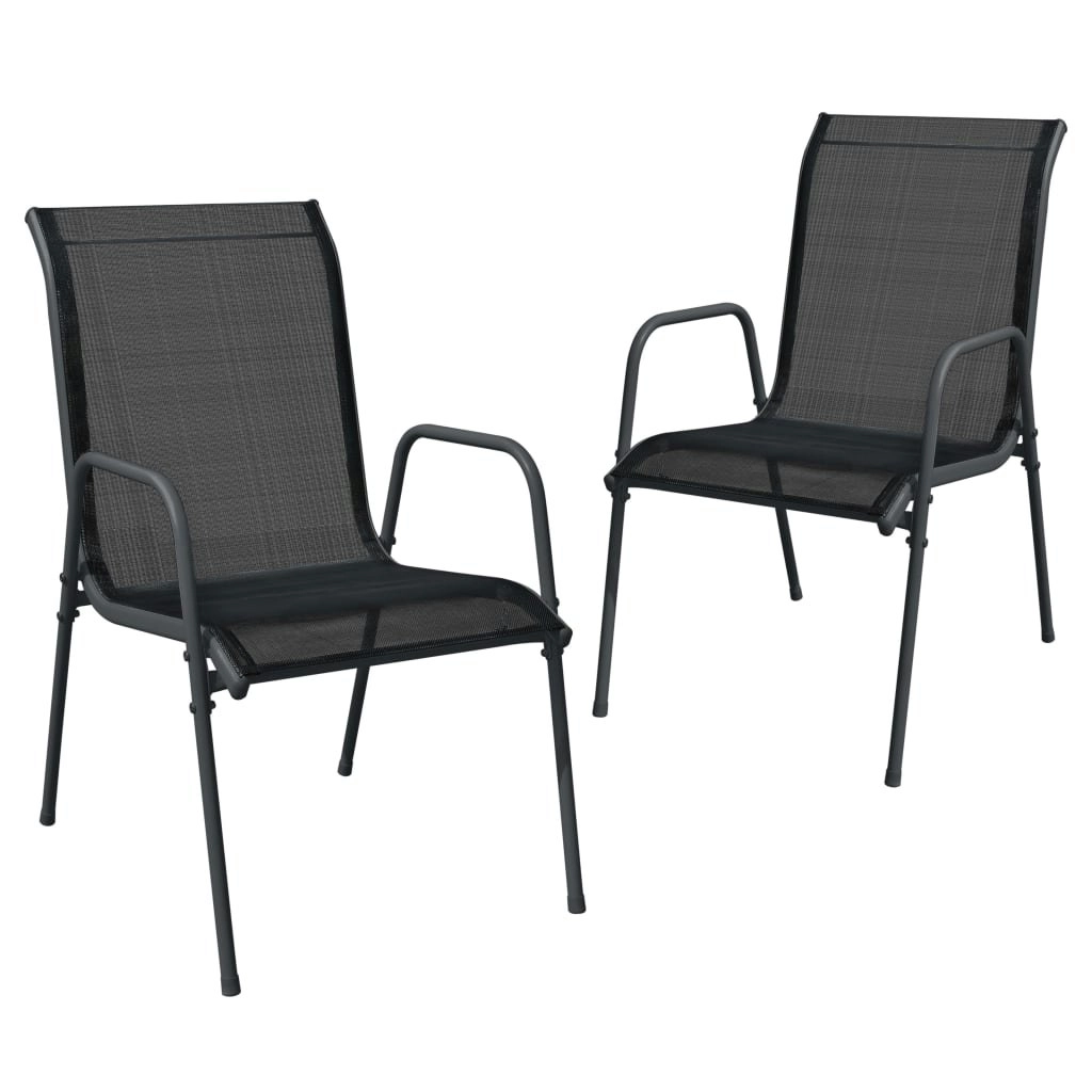 Garden Chairs 2 pcs Steel and Textilene Black 316817