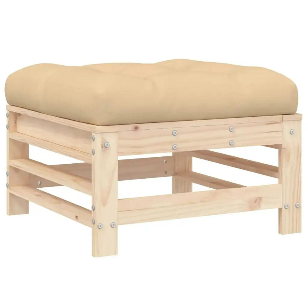 Garden Footstool with Cushion Solid Wood Pine 825667