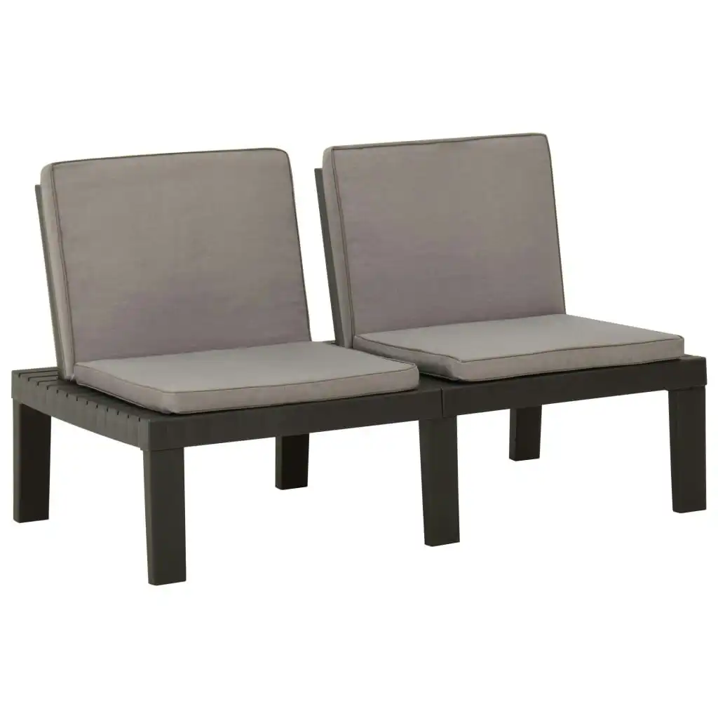 Garden Lounge Bench with Cushion Plastic Grey 315849