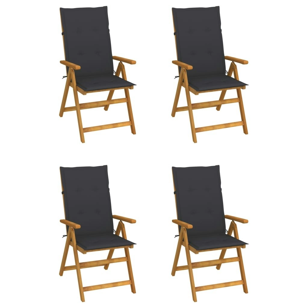 Garden Reclining Chairs 4 pcs with Cushions Solid Acacia Wood 3065347