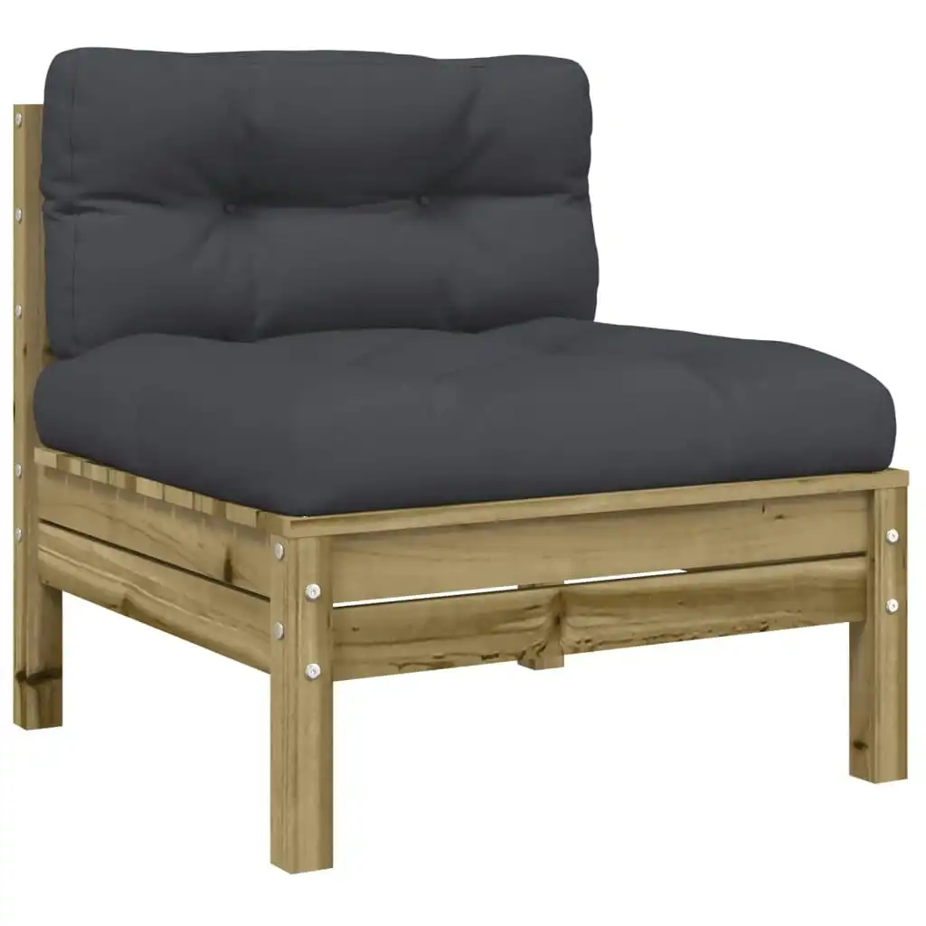 Garden Sofa Armless with Cushions Impregnated Wood Pine 838160