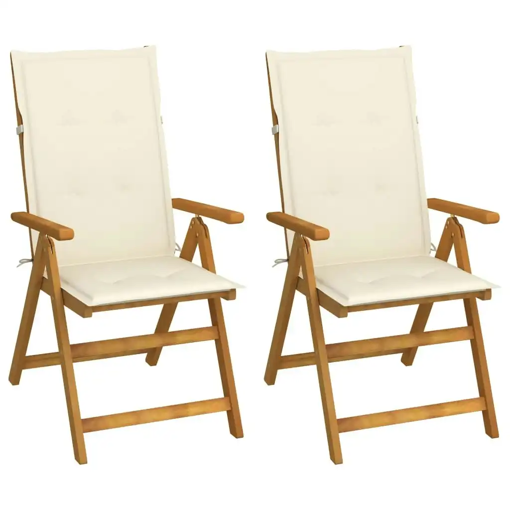 Garden Reclining Chairs 2 pcs with Cushions Solid Acacia Wood 3064061