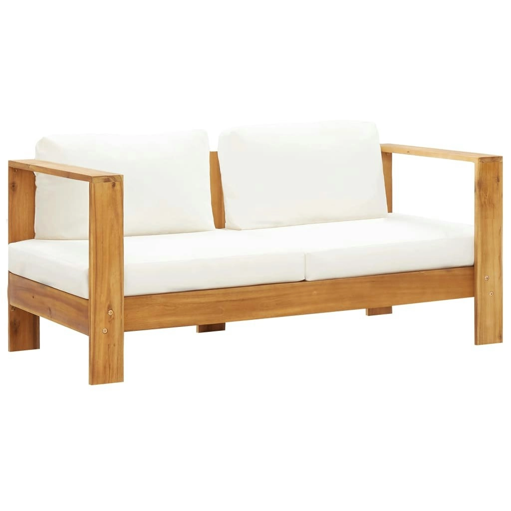 Garden Sofa with Cushion 140 cm Solid Acacia Wood Cream White 47273