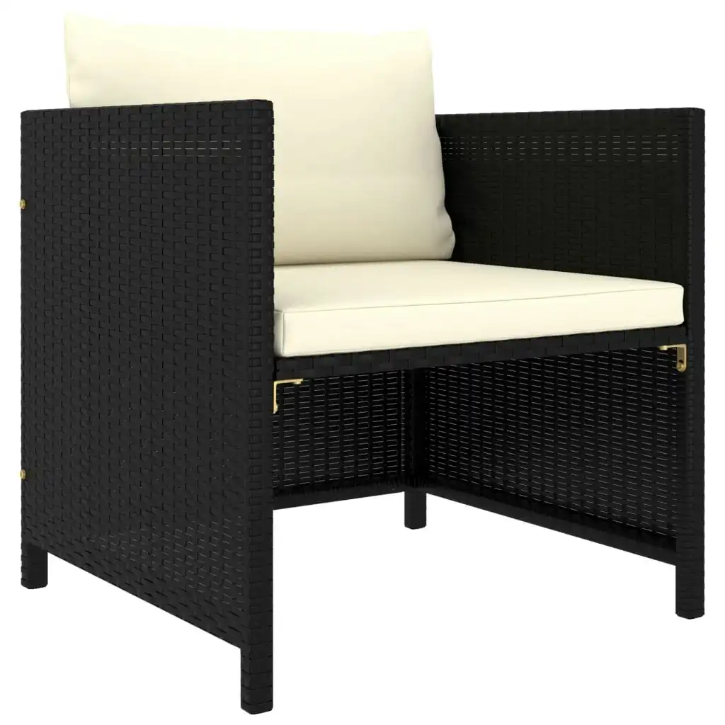 Garden Sofa with Cushions Black Poly Rattan 313510