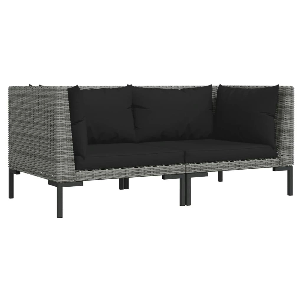 Garden Sofas 2pcs with Cushions Half Round Poly Rattan 318604