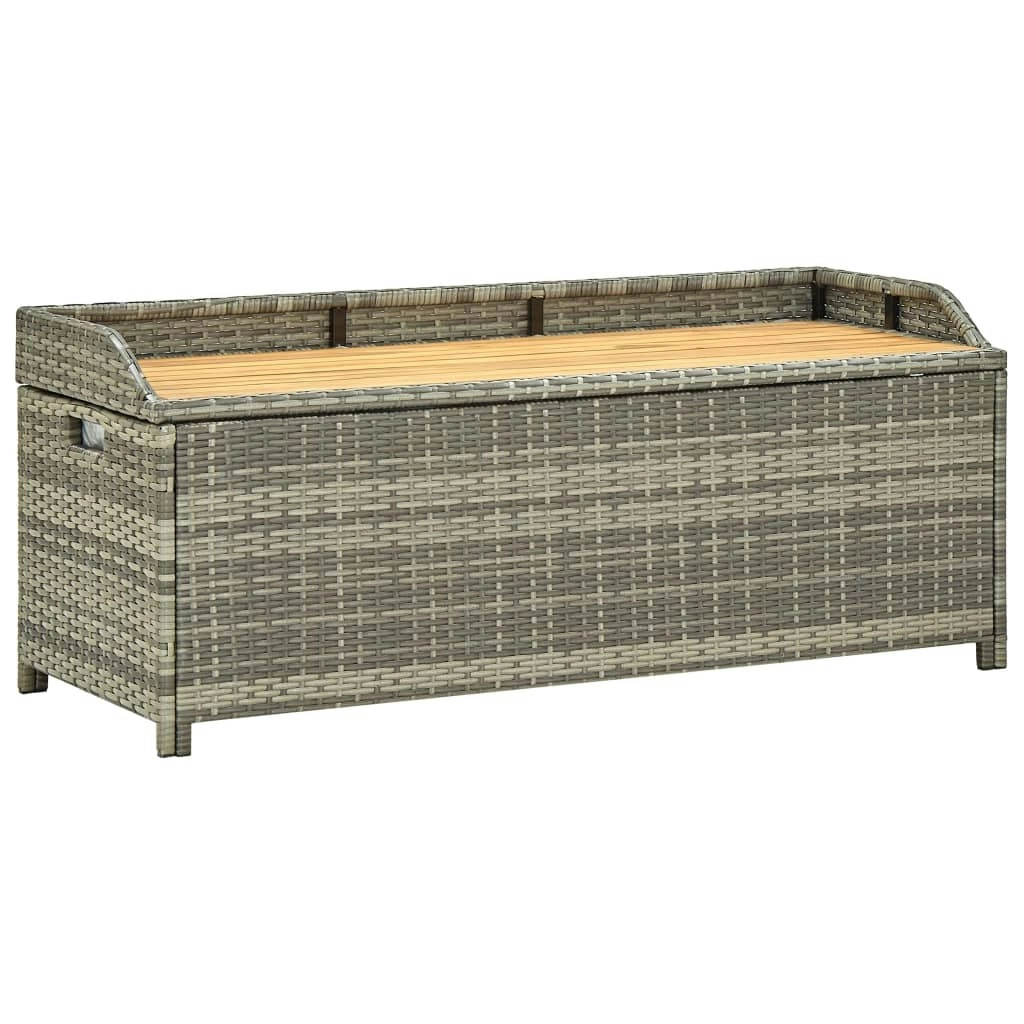 Garden Storage Bench 120 cm Poly Rattan Grey 46481