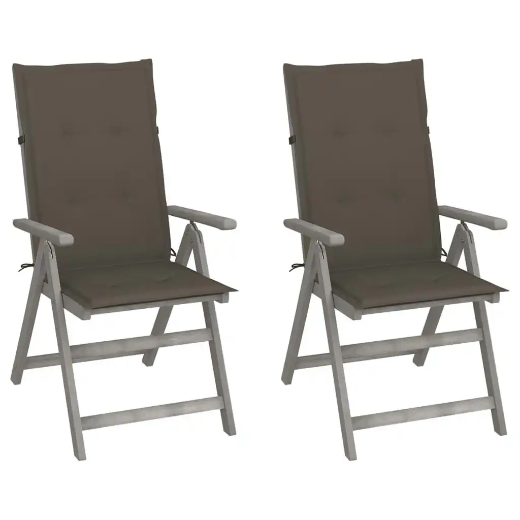 Garden Reclining Chairs 2 pcs with Cushions Solid Wood Acacia 3064706