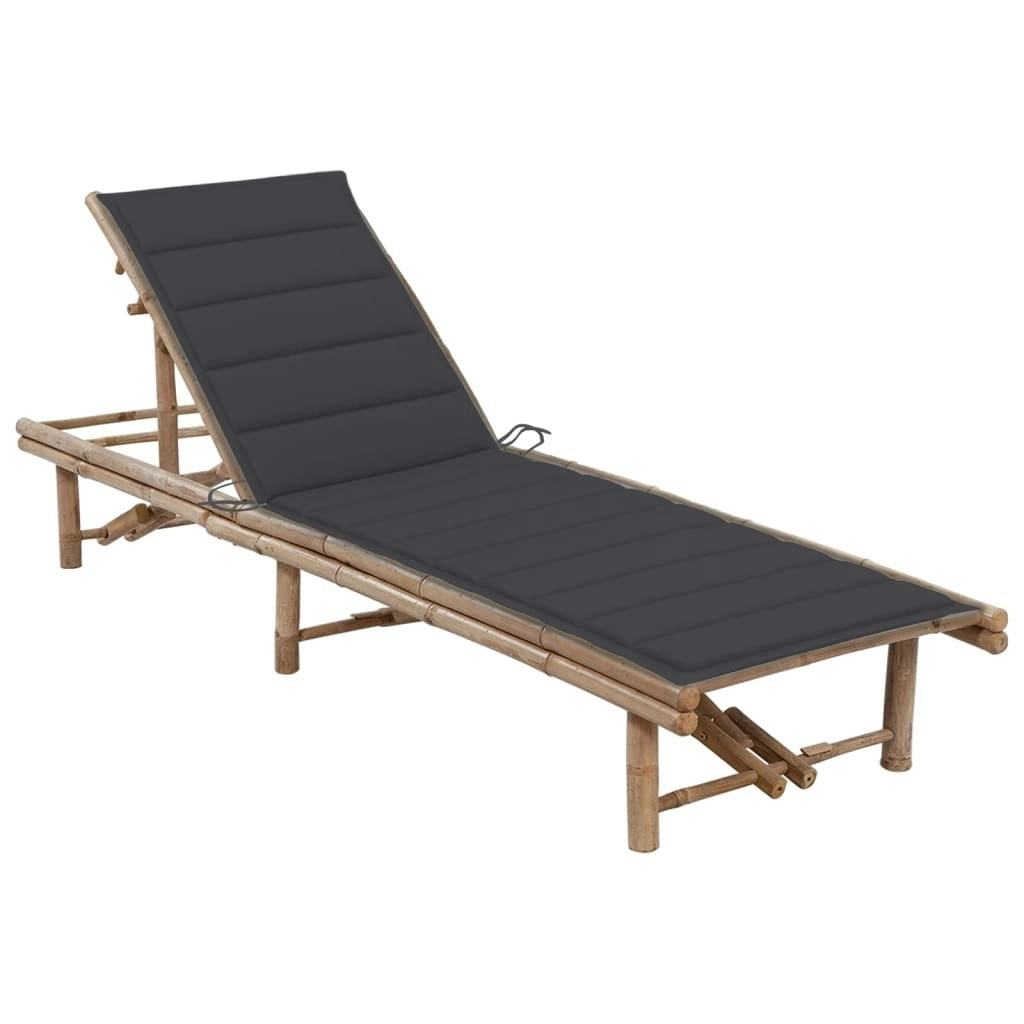 Garden Sun Lounger with Cushion Bamboo 3061632