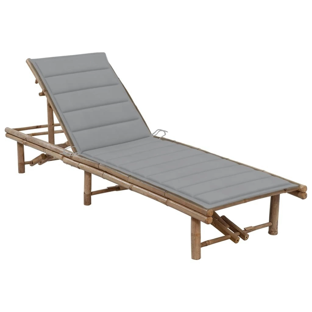 Garden Sun Lounger with Cushion Bamboo 3061633