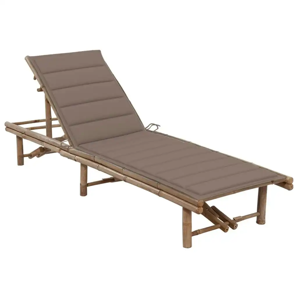 Garden Sun Lounger with Cushion Bamboo 3061640