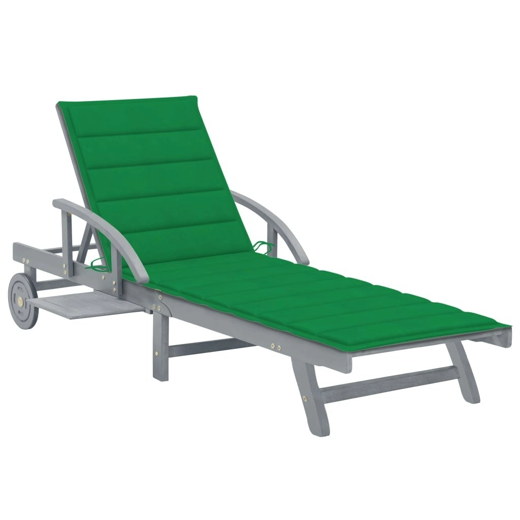 Garden Sun Lounger with Cushion Solid Acacia Wood 3061334