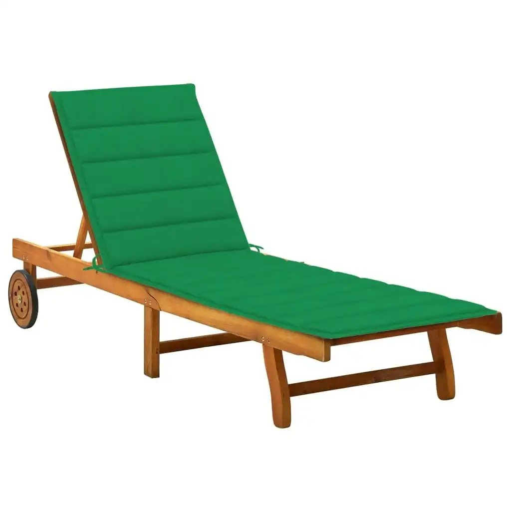 Garden Sun Lounger with Cushion Solid Acacia Wood 3061349