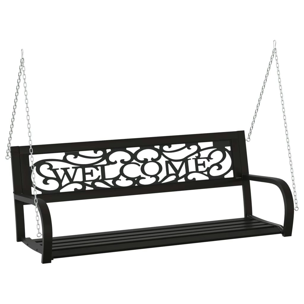 Garden Swing Bench 125 cm Steel and Plastic Black 317143