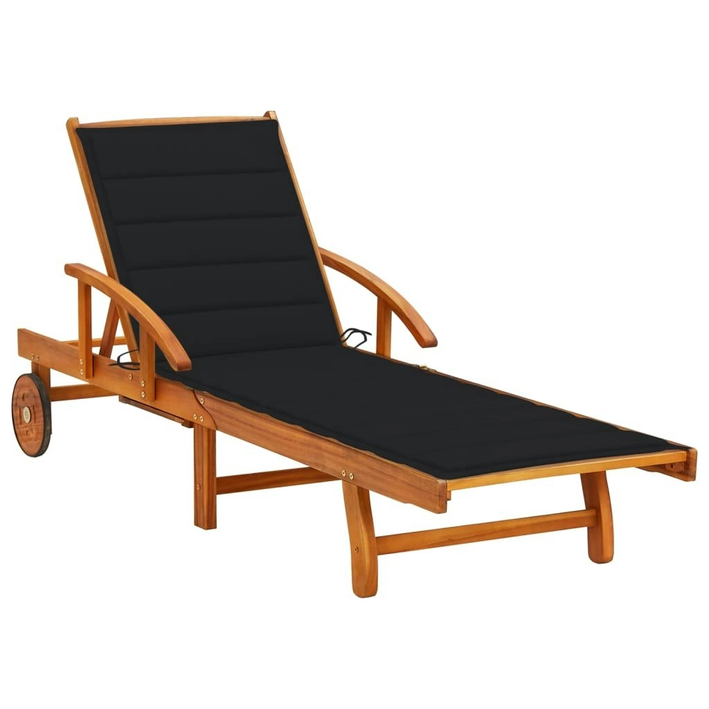 Garden Sun Lounger with Cushion Solid Wood Acacia 3061609