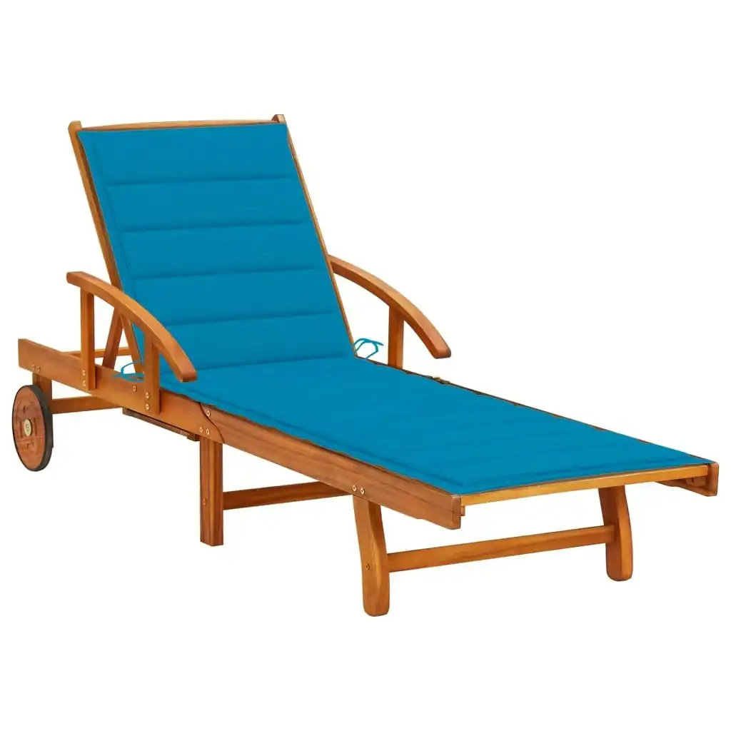 Garden Sun Lounger with Cushion Solid Wood Acacia 3061606