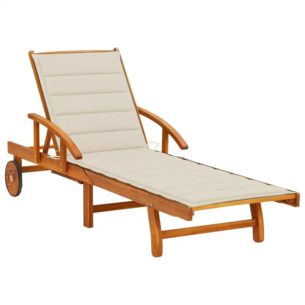 Garden Sun Lounger with Cushion Solid Wood Acacia 3061605