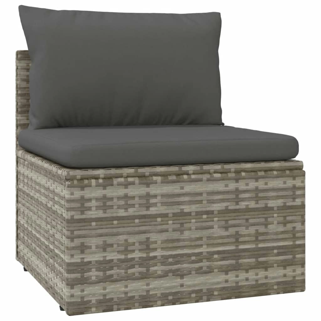 Garden Middle Sofa with Cushion Grey 57x57x56 cm Poly Rattan 318669