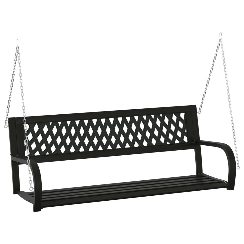 Garden Swing Bench 125 cm Steel and Plastic Black 317144