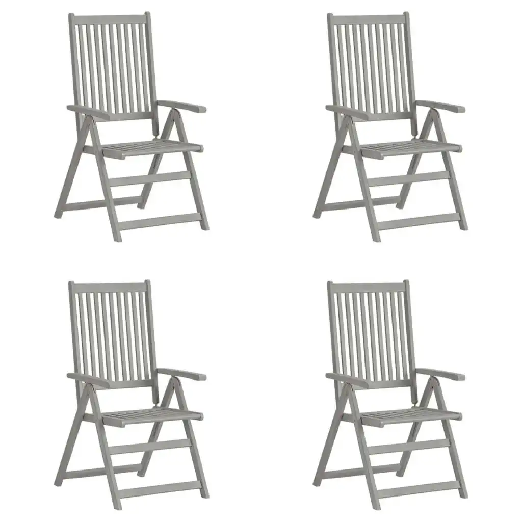 Garden Reclining Chairs 4 pcs Grey Solid Wood Acacia 3065517