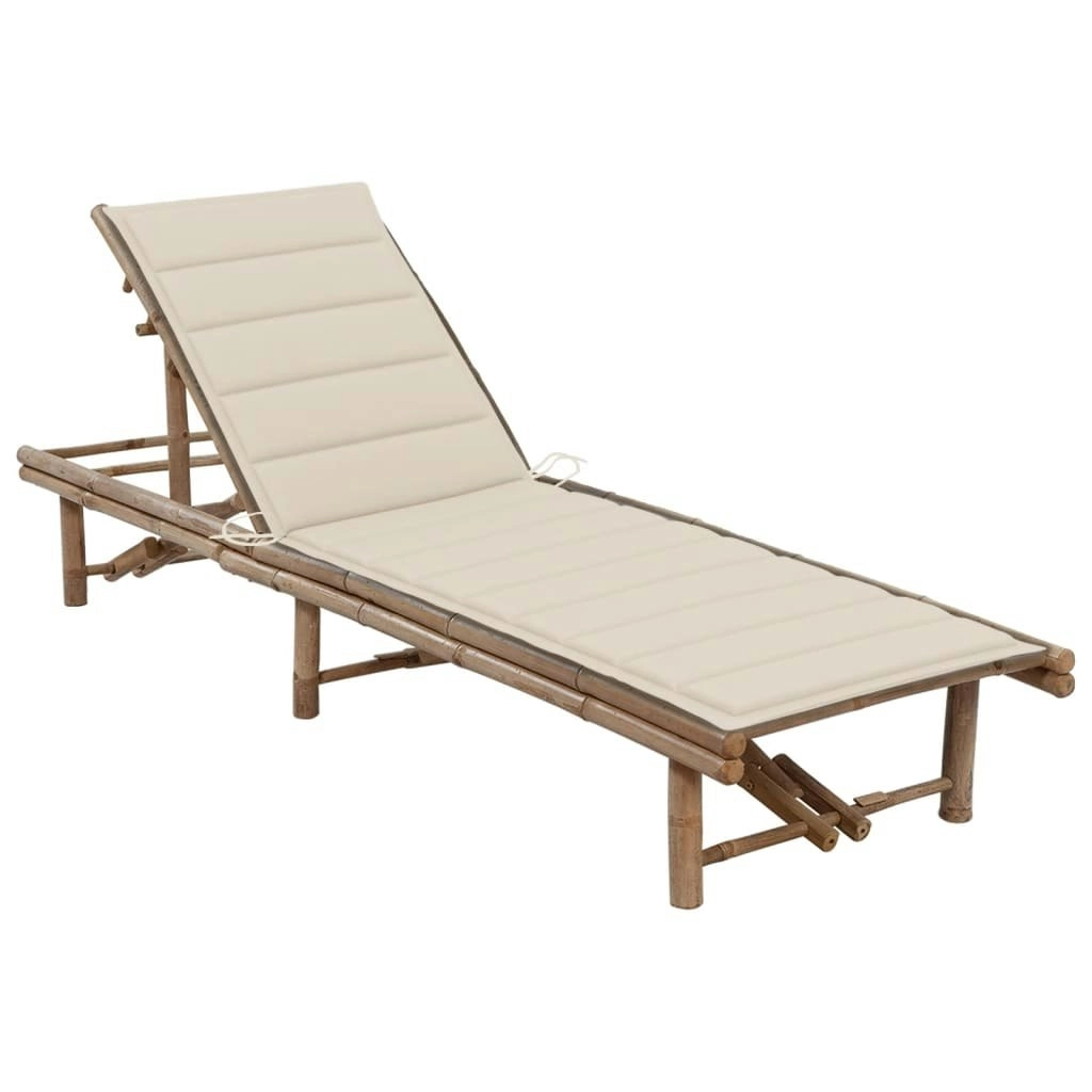 Garden Sun Lounger with Cushion Bamboo 3061635