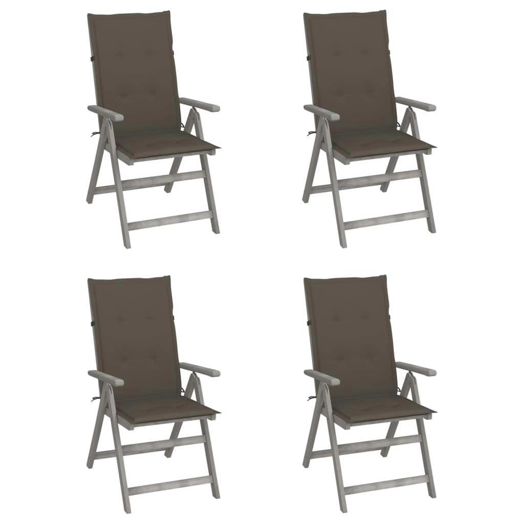 Garden Reclining Chairs 4 pcs with Cushions Solid Wood Acacia 3065385