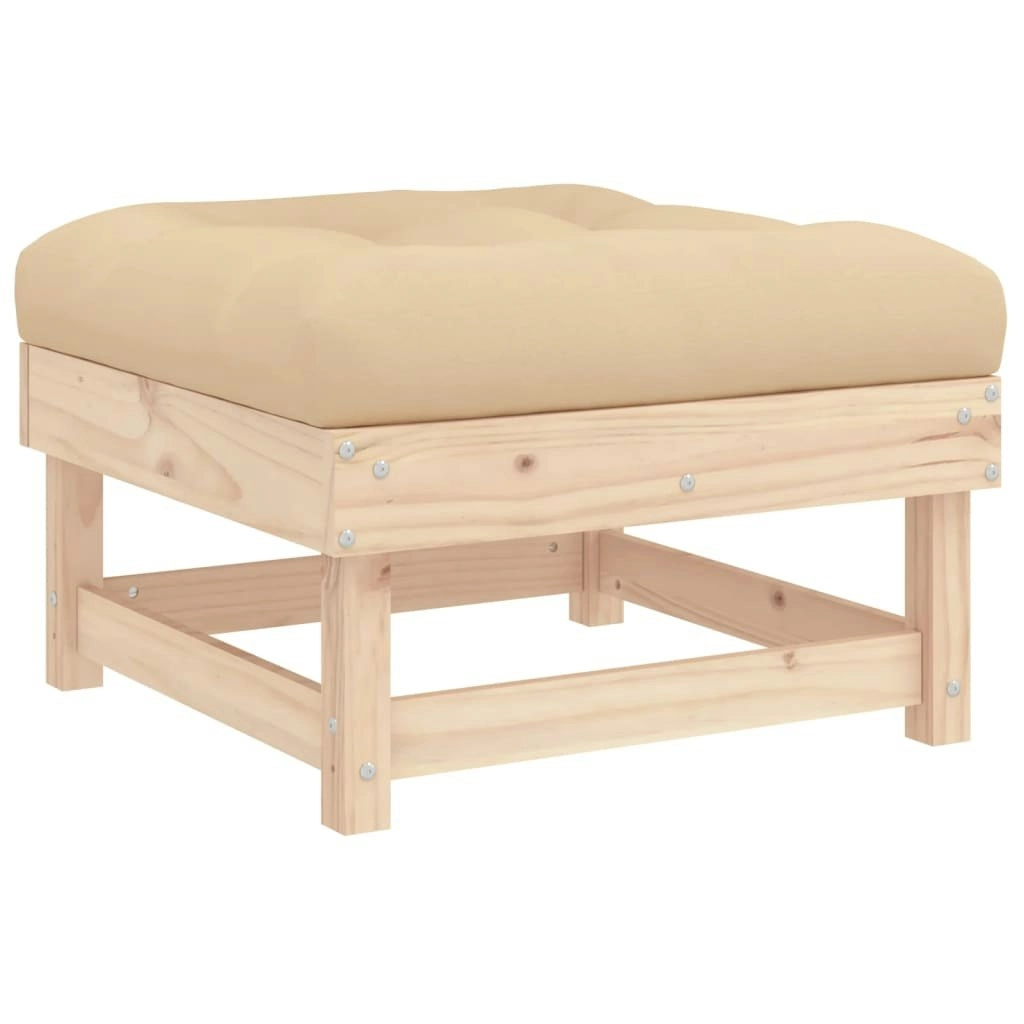 Garden Footstool with Cushion Solid Wood Pine 825436