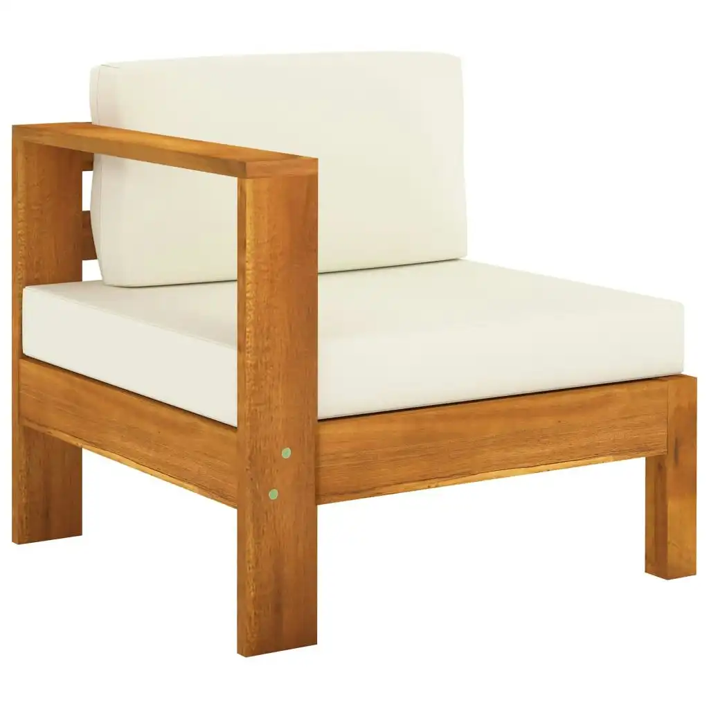 Middle Sofa with 1 Armrest Cream White Solid Acacia Wood 310640