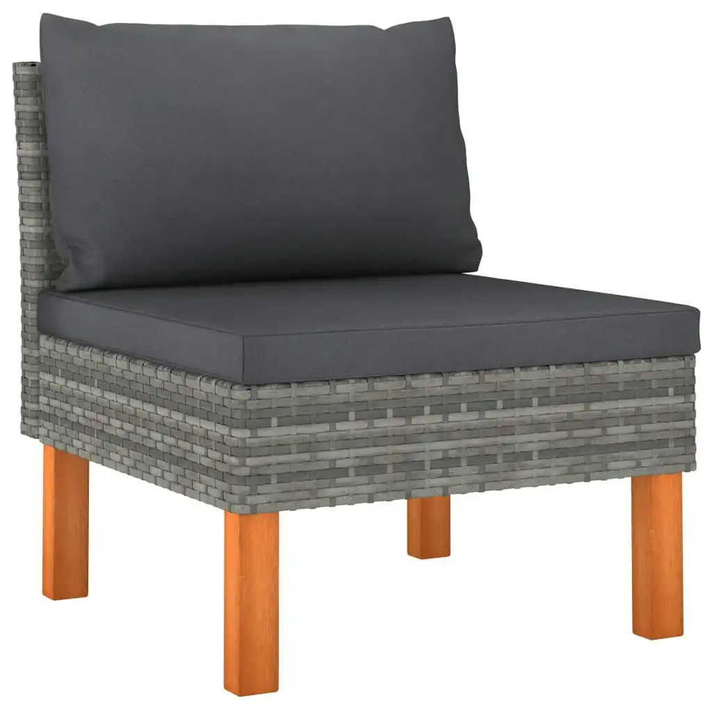 Middle Sofa Poly Rattan and Solid Eucalyptus Wood 315753