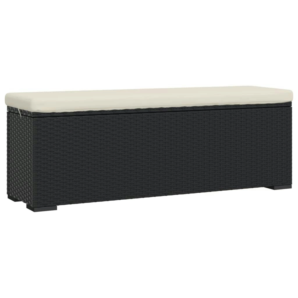 Ottoman Bench with Cushion Black 110x30x40 cm Poly Rattan 319396