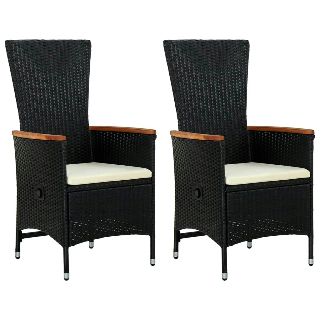 Outdoor Chairs 2 pcs with Cushions Poly Rattan Black 47675