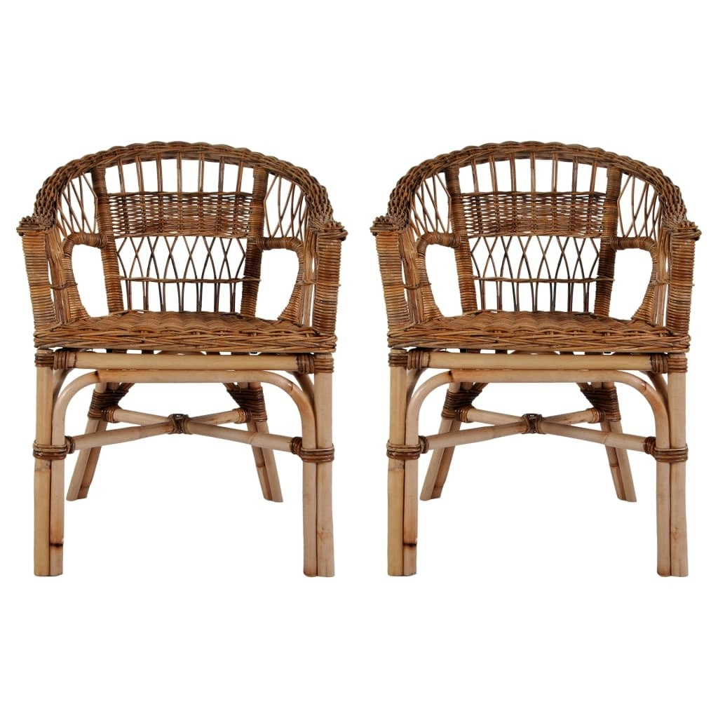 Outdoor Chairs 2 pcs Natural Rattan Brown 275842