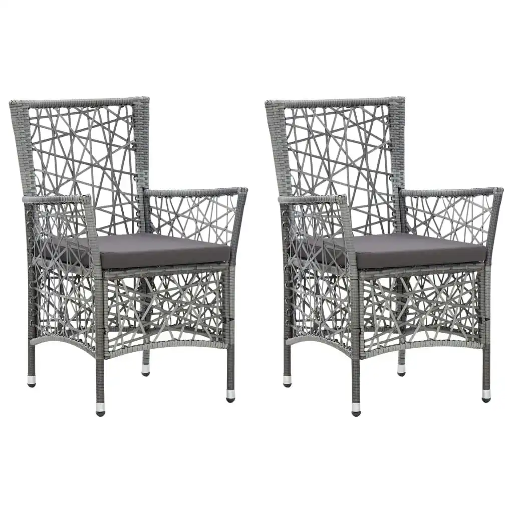 Outdoor Chairs 2 pcs with Cushions Poly Rattan Grey 45995