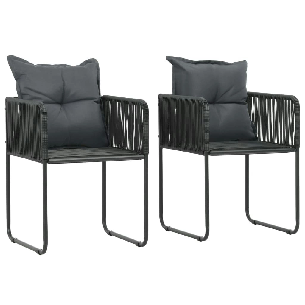 Outdoor Chairs 2 pcs with Pillows Poly Rattan Black 44438