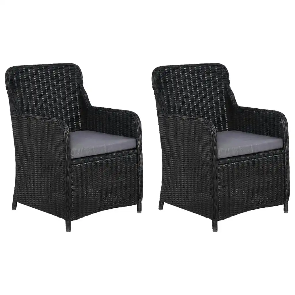 Outdoor Chairs with Cushions 2 pcs Poly Rattan Black 44146