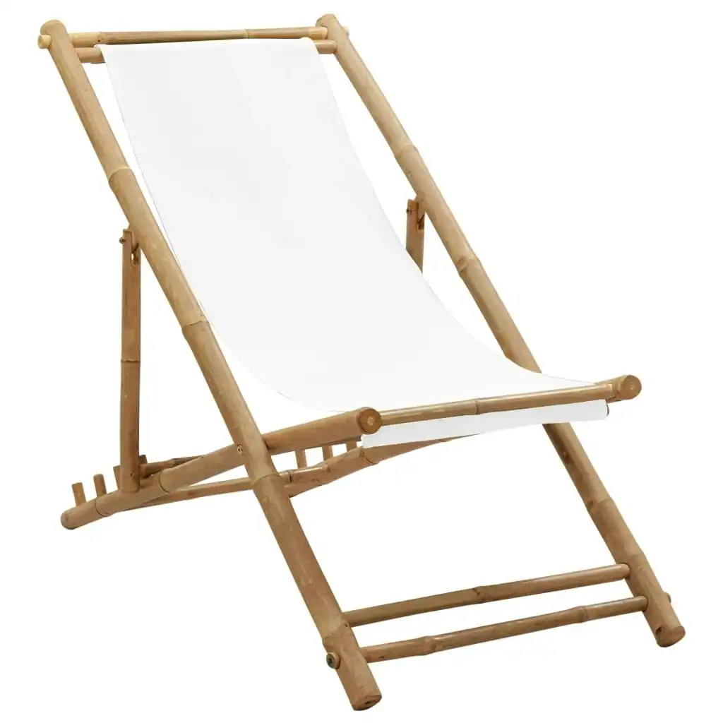 Outdoor Deck Chair Bamboo and Canvas 41491