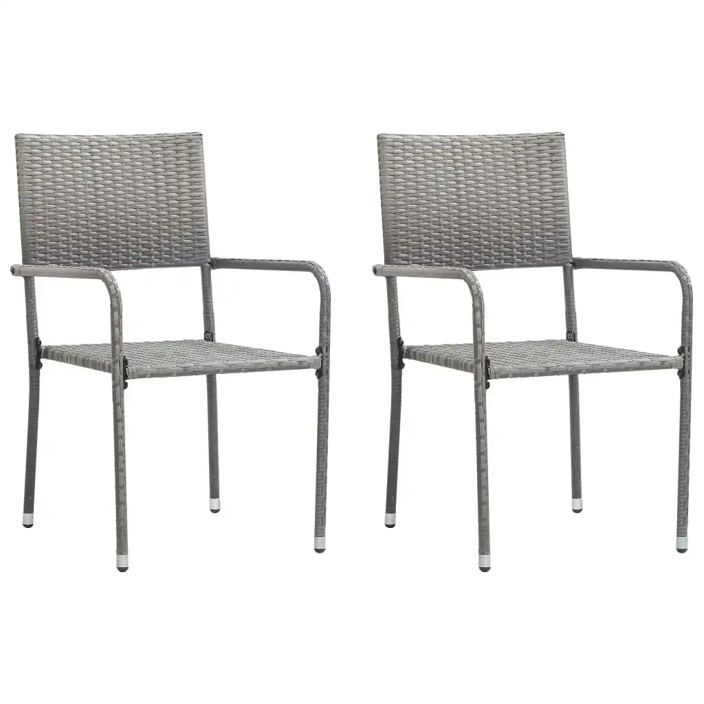 Outdoor Dining Chairs 2 pcs Poly Rattan Grey 46412